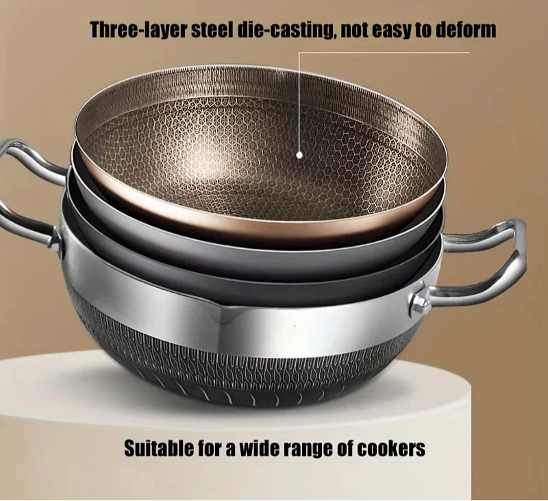 28cm Non-Stick Frying Pan with Honeycomb Bottom Glass Lid Silver